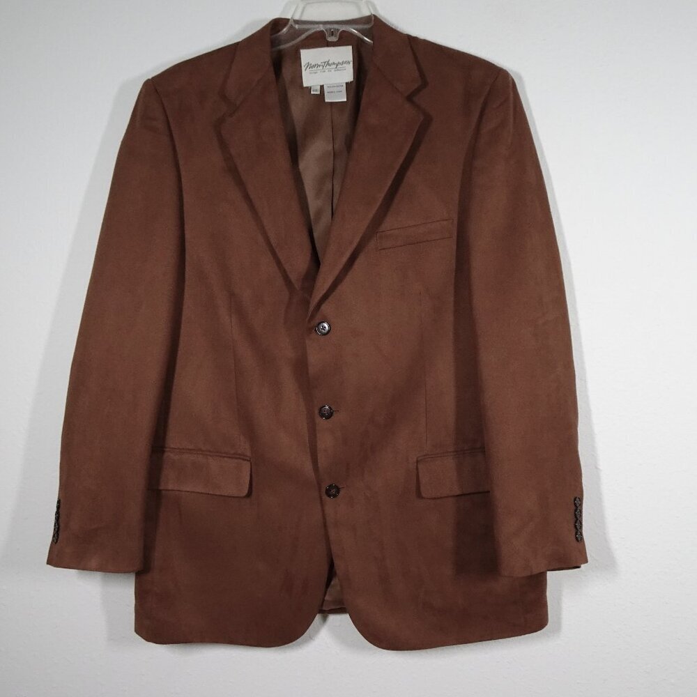Norm Thompson Blazer Sport Coat 3 Button Casual Jacket Size 44L Faux Suede